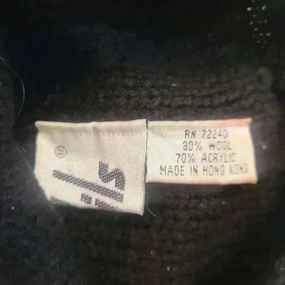 Nils Adult Unisex Black Colorful Wool Knit Beanie w Tassle & Fleece Lined - Picture 5 of 5